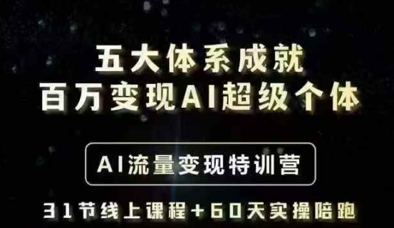 五大体系成就百万变现AI超级个体- AI流量变现特训营，一步一步教你一个人怎么年入百W-云创网
